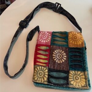 Multi-Color Patchwork Floral Crossbody Bag